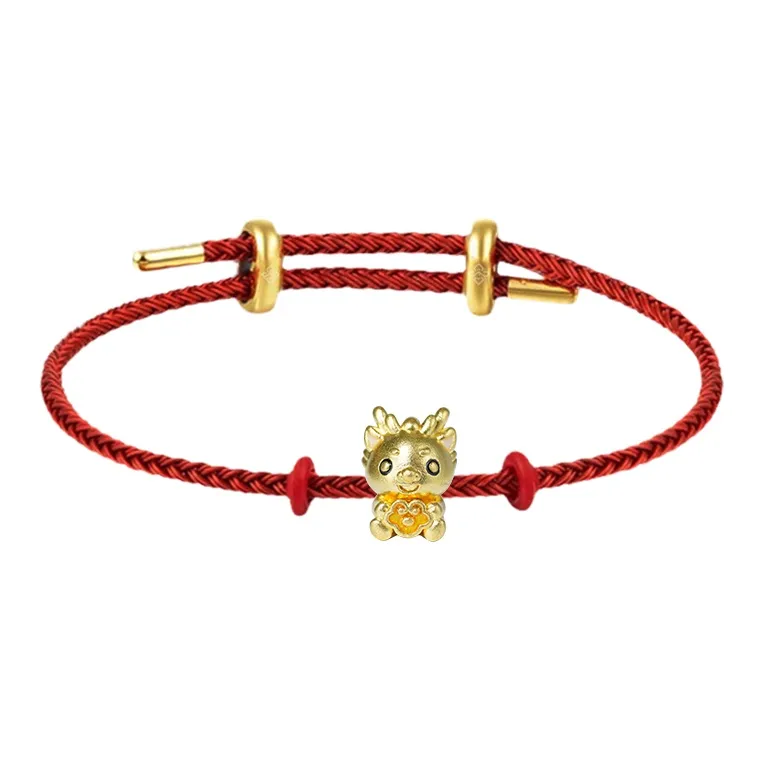 LOULANBOWUGUAN Chinese Fashion Trend Cultural Creativity Design 999 Solid Gold Fixed Price Gold Bracelet Unisex-3