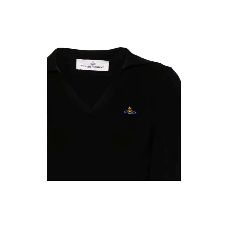 Vivienne Westwood Orb Embroidered Knitted Polo Top-5