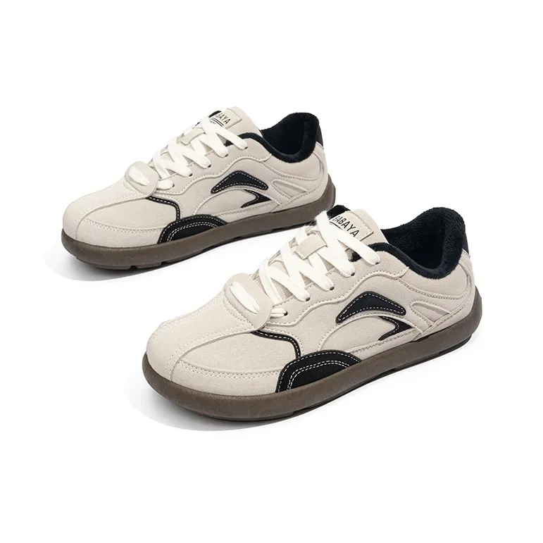 BABAYA KIDS Warm Anti Slip And Wear Resistant Low Top Skateboard Shoes Women's Beige Brown-3