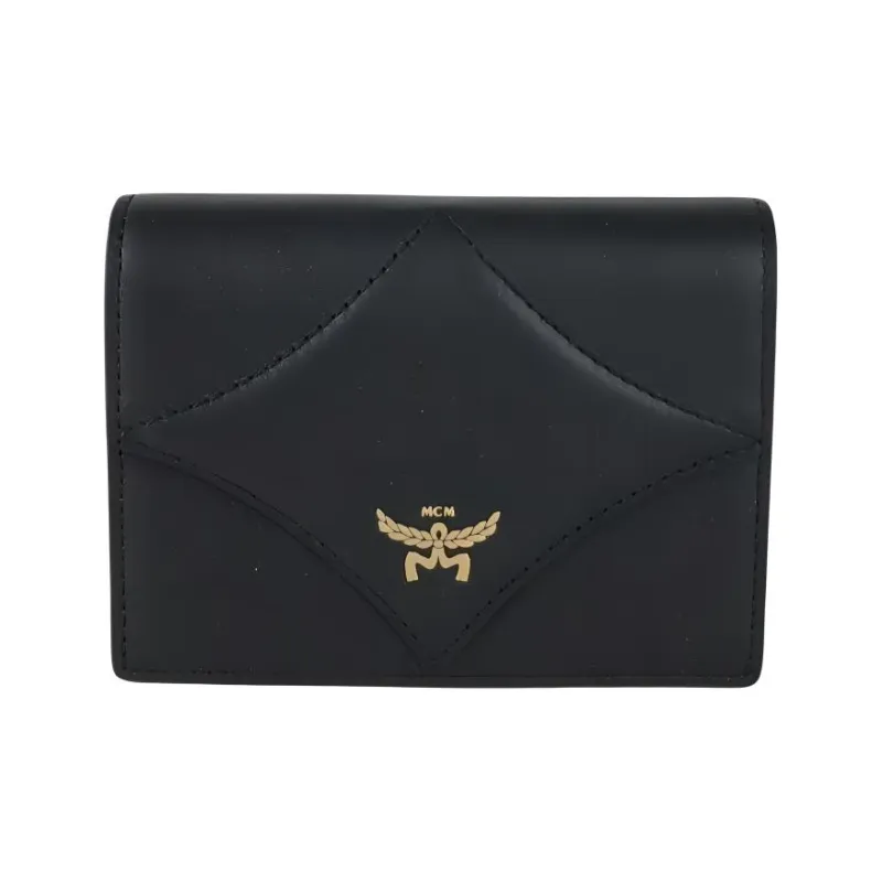 MCM Calfskin Wallet Mini Men's Black-0