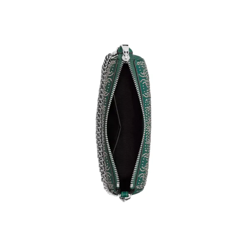 COACH Litchi Grain Leather One Shoulder Handbag Small Size Women's Emerald Green-2