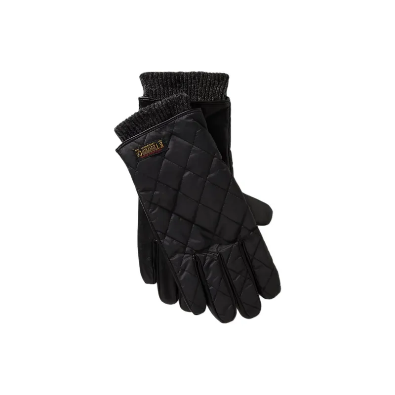 Polo Ralph Lauren Polyester Leather Knit Gloves Men's Black-2