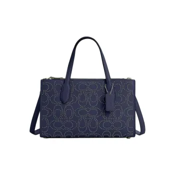 COACH Litchi Grain Leather Shoulder Bag Crossbody Bag Handbag Small Size Women's Marine Blue