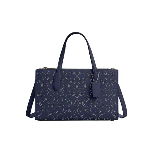 COACH Litchi Grain Leather Shoulder Bag Crossbody Bag Handbag Small Size Women's Marine Blue