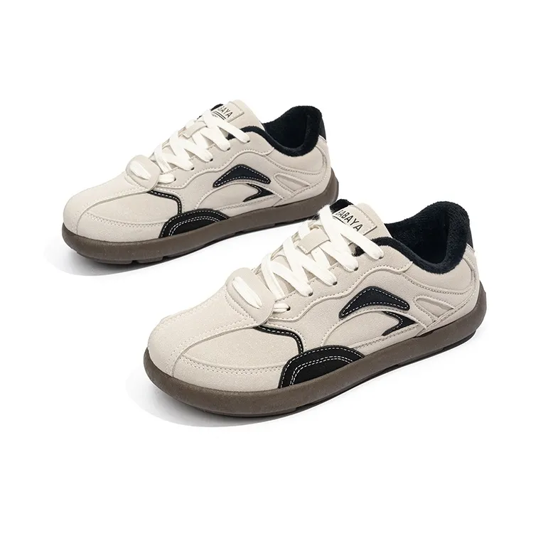 Babaya Anti Slip And Wear Resistant Warm Low Top Kids' Skateboarding Shoes Beige Brown Teenagers-3