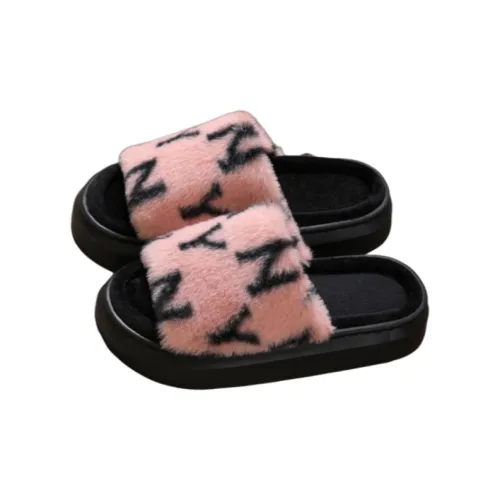 Yalu Fleece Cotton Slippers For Women's-Platform EVA Slip-Resistant Home Use Fuzzy Slippers Shoes For Fall And Winter