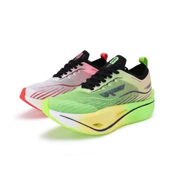 VR100 Slip Resistant, Abrasion Resistant, Breathable Low Top Running Shoes Unisex Mismatched Color Red & Green