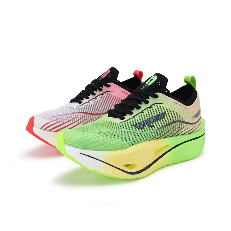 VR100 Slip Resistant, Abrasion Resistant, Breathable Low Top Running Shoes Unisex Mismatched Color Red & Green-0