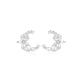 KADER Dreamy Heart Moon Series 925 Sterling Silver Stud Earrings Women's Silver Women's Box