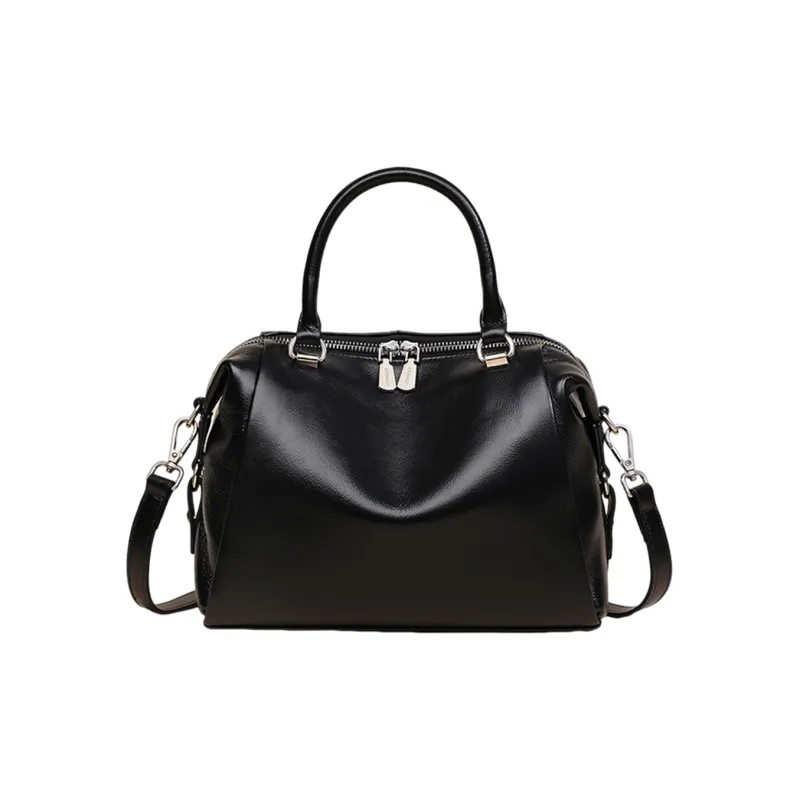 COMELY Cow Leather Patchwork Synthetic Leather One Shoulder Handbags Regular Women's Black-3