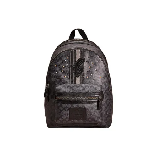 COACH Academy Canvas With Leather Backpack Large Size Women's Black