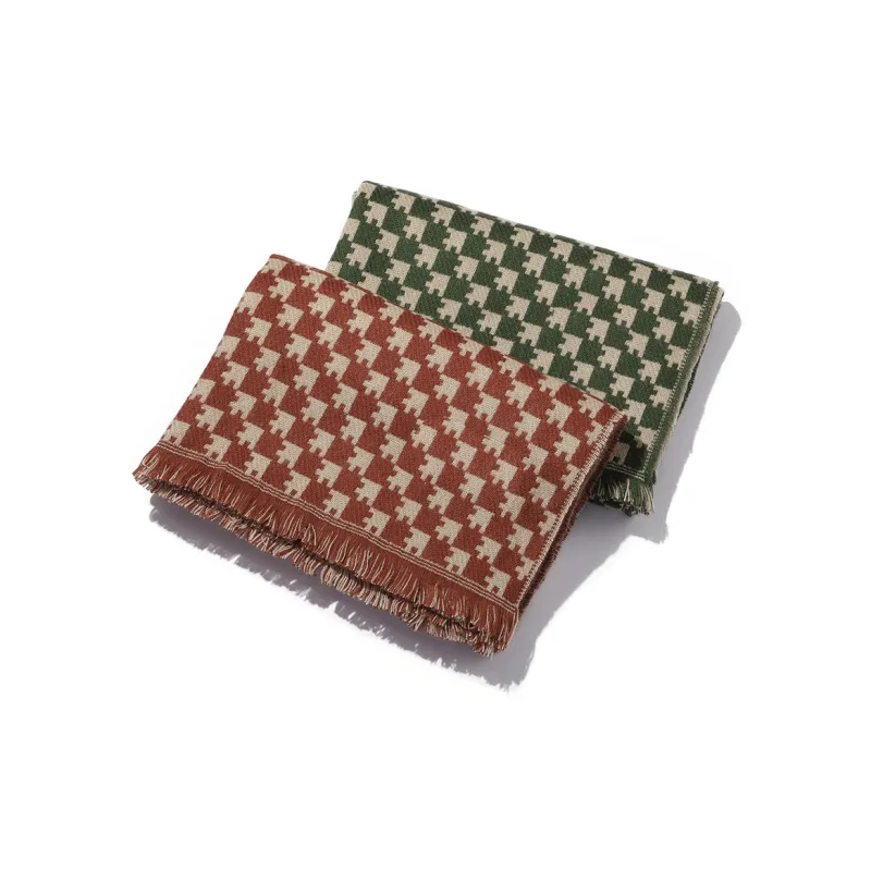 Clect Acrylic Knit Scarves Women's Orange/Forest Green-4