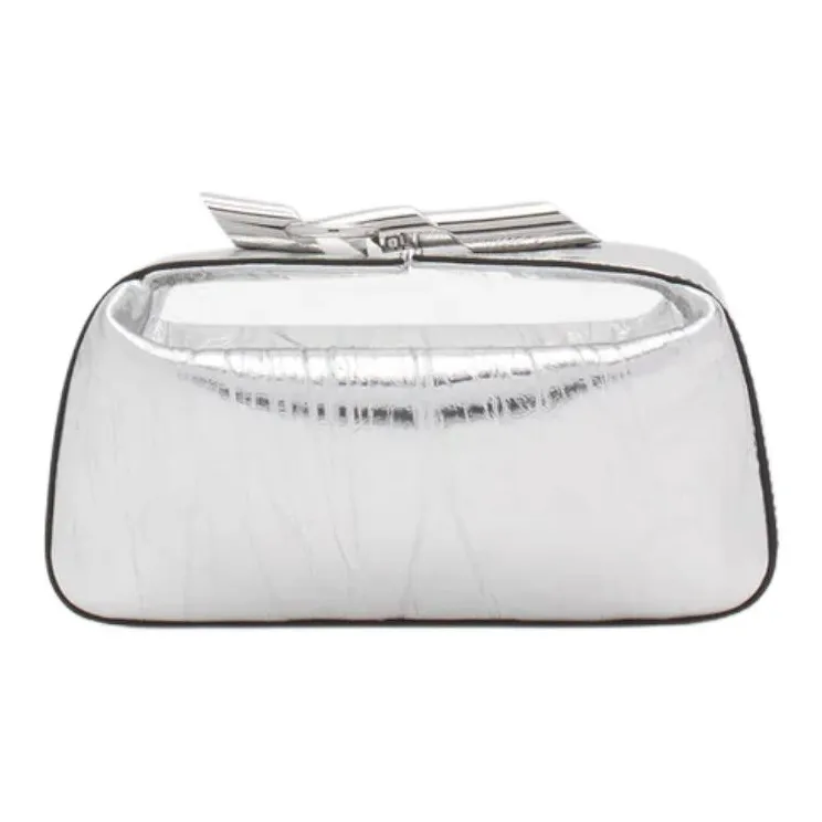Lanvin Calfskin Crossbody Bag Clutch Women's Silver-2