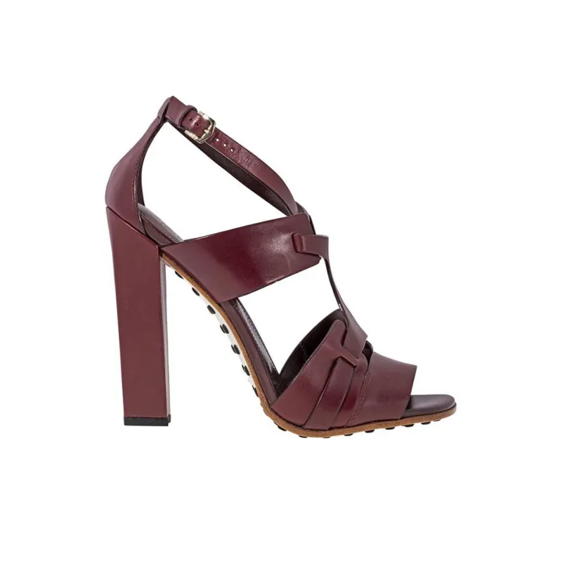 TOD'S Maxi Selleria Strap Sandals 11cm Women's Burgundy-1