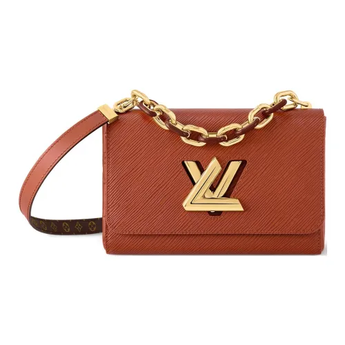 LOUIS VUITTON Twist Epi Grained Leather Portable Crossbody Bag Shoulder Bag Medium Size Women's Brown