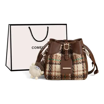 COMELY Fabric With Synthetic Leather Shoulder Bag Regular Women's Coffee
