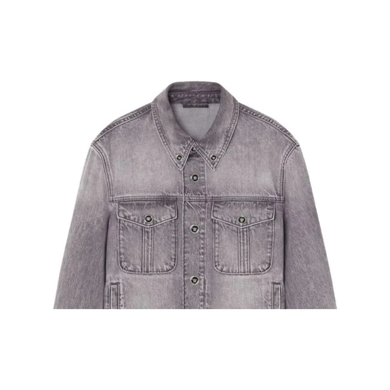 VERSACE Medusa Head Buttons Long Sleeved Denim Jacket-6