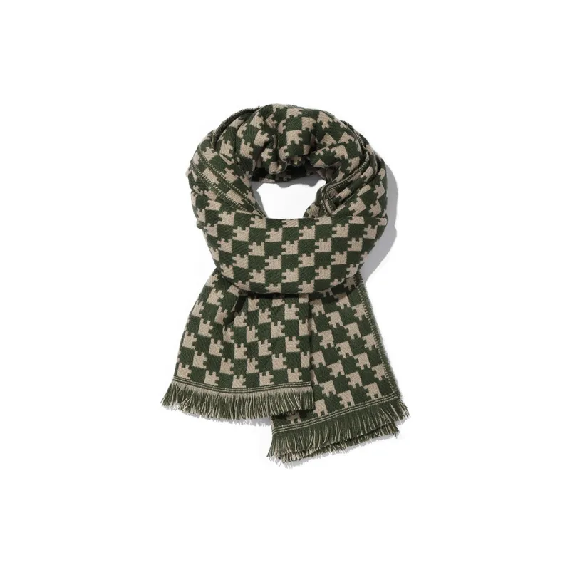 Clect Acrylic Knit Scarves Women's Orange/Forest Green-3