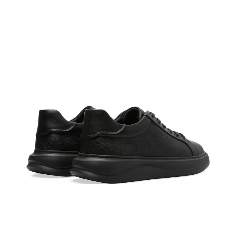 ELLE HOMME Low Top Casual Skateboard Shoes Trendy Lightweight Slip Resistant Men's Black-3