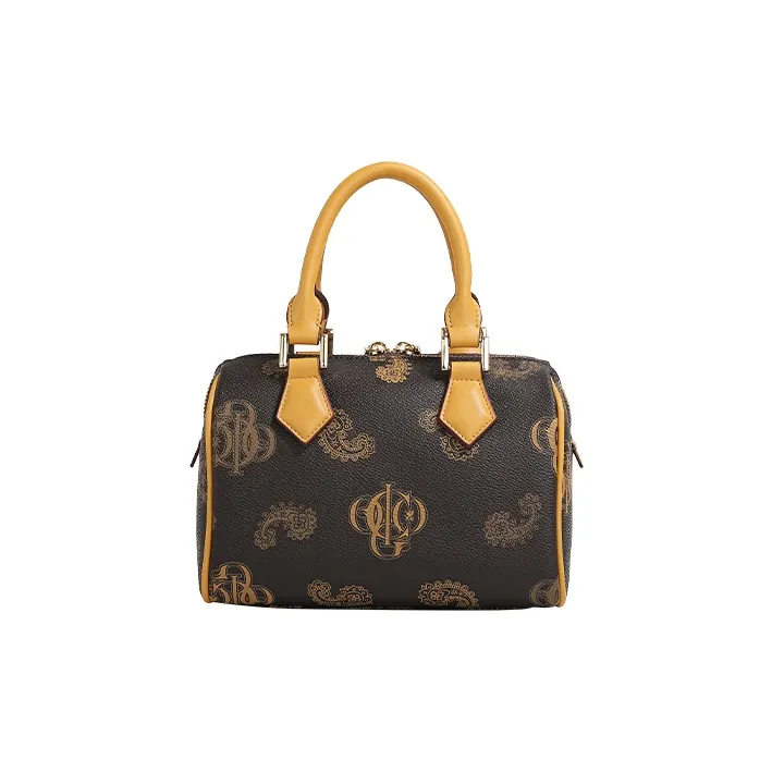 COOGI Synthetic Leather Handbag Shoulder Bag Crossbody Bag Small Size Women's Coffee/Ecru-2