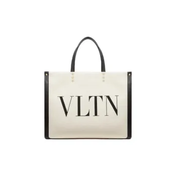 Valentino Canvas Tote Bag Shopping Bag Canvas Bag One Shoulder Handbag Small Size Women's Beige