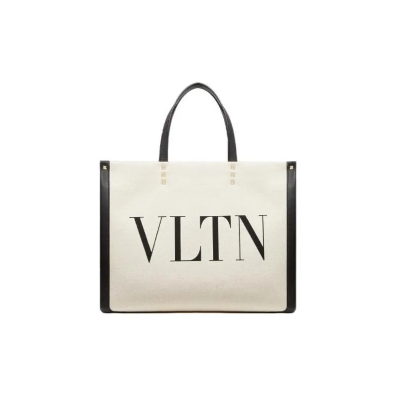 Valentino Canvas Tote Bag Shopping Bag Canvas Bag Handbags Small Size Women's Beige-0