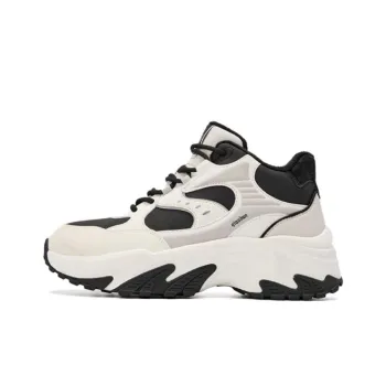 QIAODAN Spriggle Bunny IV Slip Resistant Warm High Top Chunky Sneakers Women's Beige Black