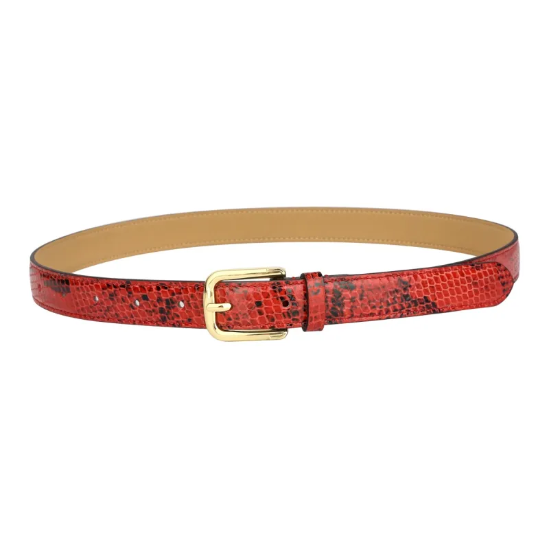 CATELLES Top Grain Cow Leather Leather Belts Women's Black/Red 2.4cm-9