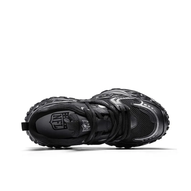 NFL Tire Tread Bottom Abrasion Resistant Height Increasing Low Top Chunky Sneakers Unisex Black-4