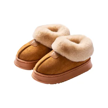 Foot Recreation Warm Wear Resistant Height Increasing Comfortable Versatile Home Cotton Slippers Women's Brown
