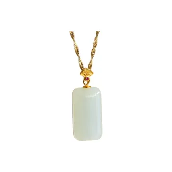 YOULING Hetian Jade Necklaces Pale Greenish White Jade Unisex