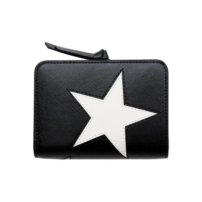 MARC JACOBS Leather Wallet Mini Women's Black White-1