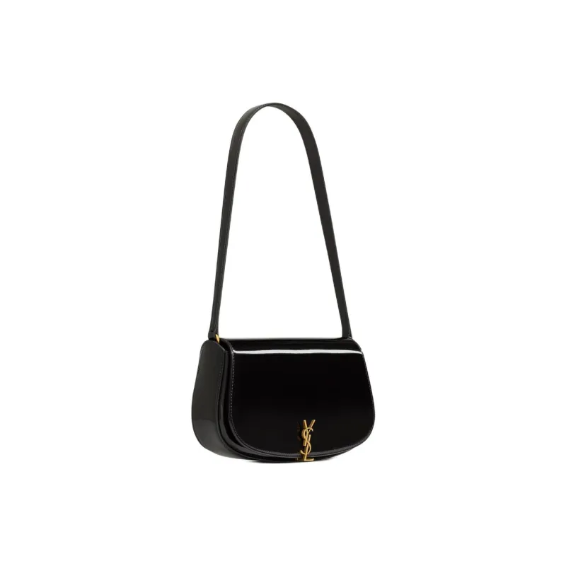 SAINT LAURENT Patent Leather Handbag Shoulder Bag Mini Women's Black-1