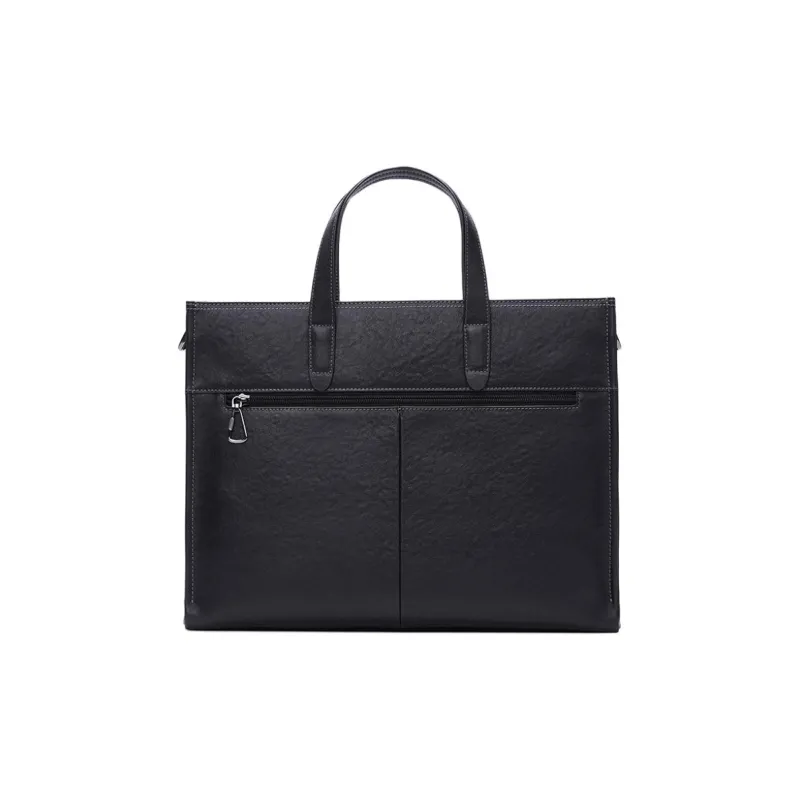 SEPTWOLVES Top Grain Cow Leather Portable Briefcases Large Size Men's Black-4