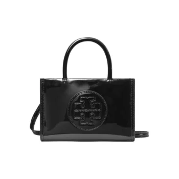 TORY BURCH Ella Synthetic Leather Tote Bag, Shopping Bag, Shoulder Bag, Crossbody Bag, Handbag Mini Women's Black