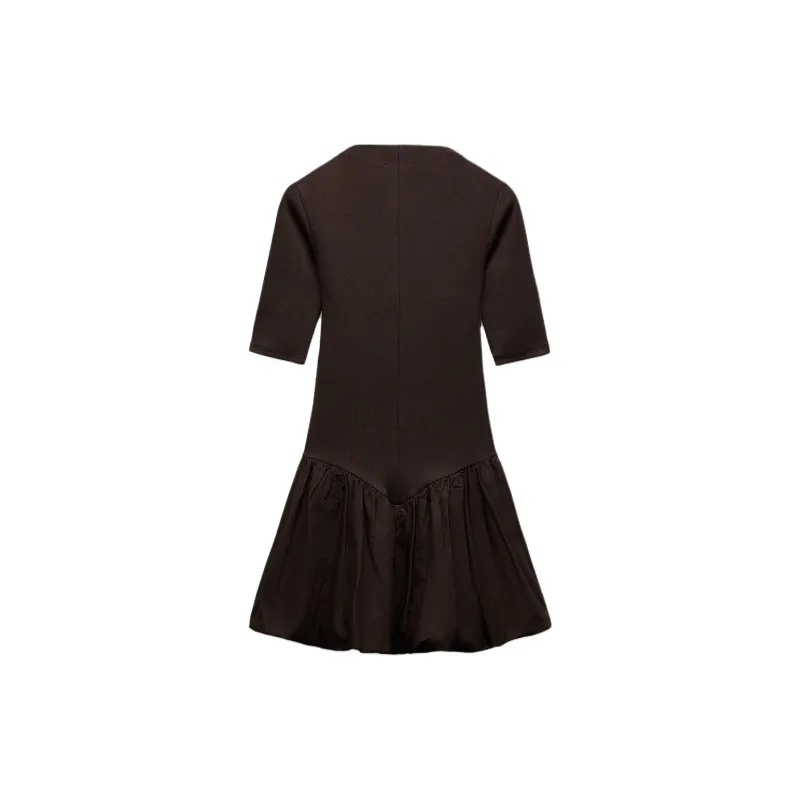 ZARA Short-Sleeved Dresses Women's Dark Brown-1