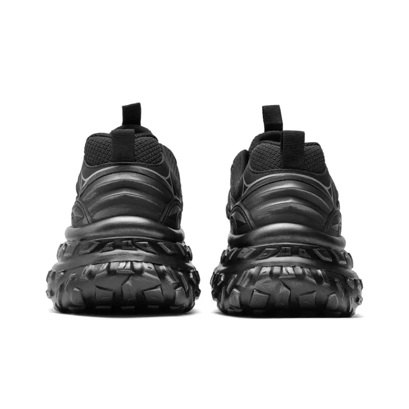 NFL Tire Tread Bottom Abrasion Resistant Height Increasing Low Top Chunky Sneakers Unisex Black-3