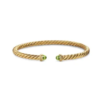 David Yurman 18kt Yellow Gold Cablespira Peridot Cuff