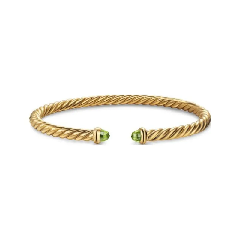 David Yurman 18kt Yellow Gold Cablespira Peridot Cuff-0