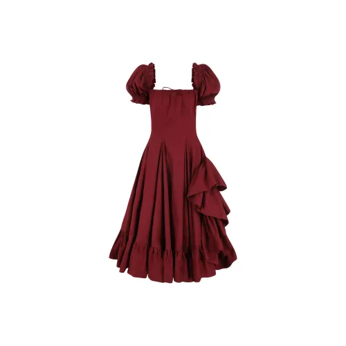 Selkie Collection FW24 Short-Sleeved Dresses Women's Burgundy