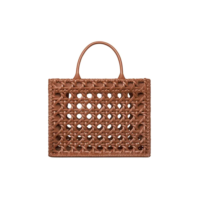 DIOR Calfskin Tote Bag Shopping Bag Handbag Medium Size Women's Brown-3