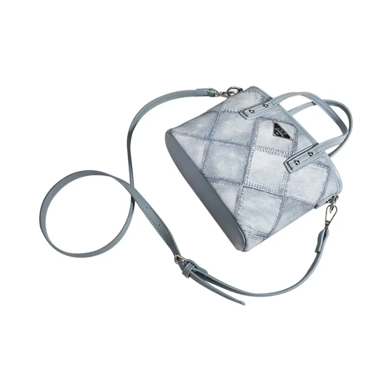 Jade En Plus Textured PU Shoulder Bag Regular Women's Pink/Denim Blue-8