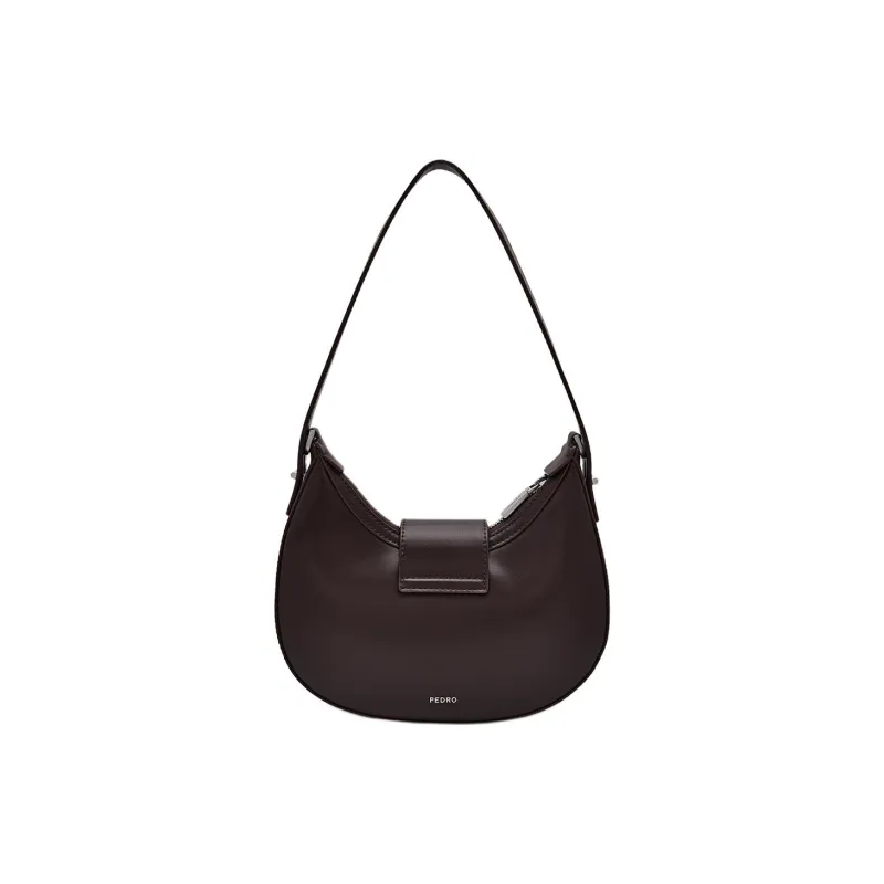 PEDRO Icon Series Cow Leather Crescent Bag Handbag, Shoulder Bag Women's White/Dark Umber-3