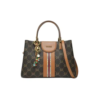 COOGI Synthetic Leather Tote Bag Shopping Bag Shoulder Bag Crossbody Bag Handbag Medium Size Women's Coffee