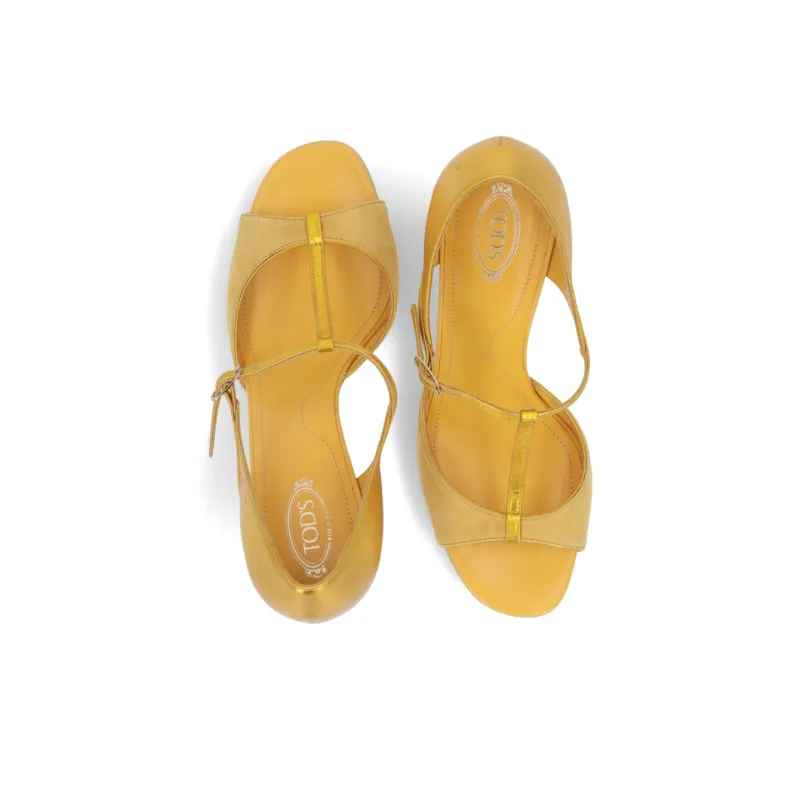 TOD'S Carine One Strap Sandals 11cm Women's Gold-4