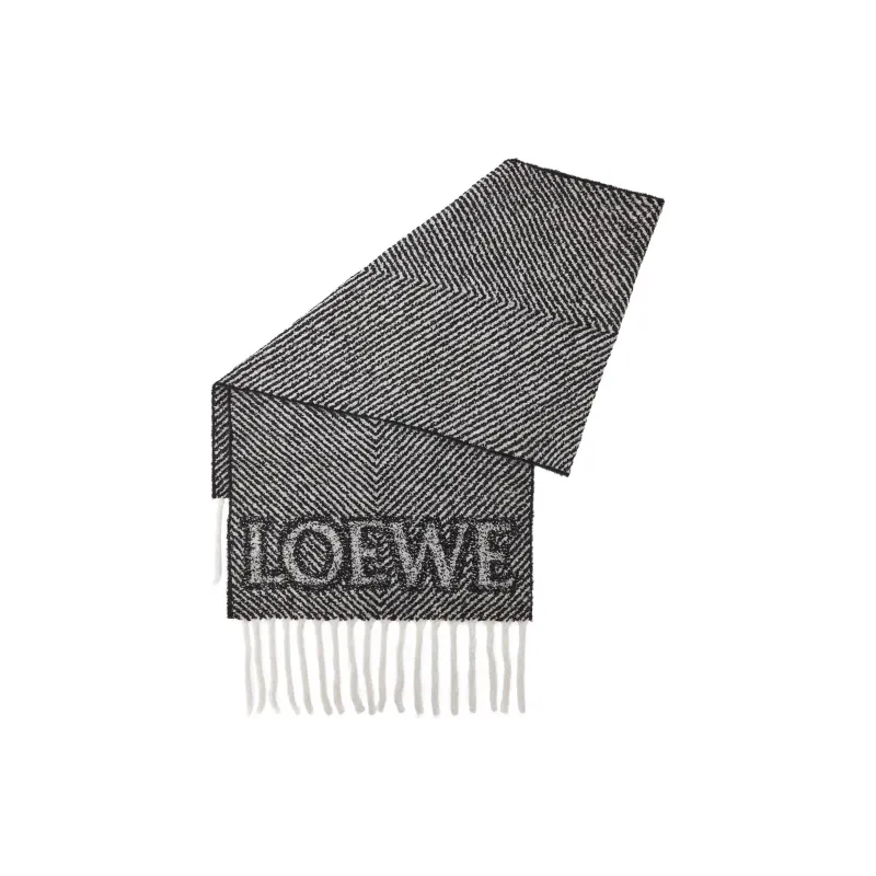 LOEWE Wool Knit Scarves Unisex Black-0