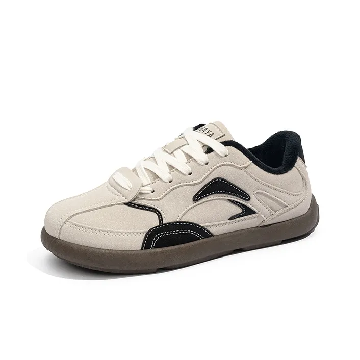 Babaya Anti Slip And Wear Resistant Warm Low Top Kids' Skateboarding Shoes Beige Brown Teenagers-1