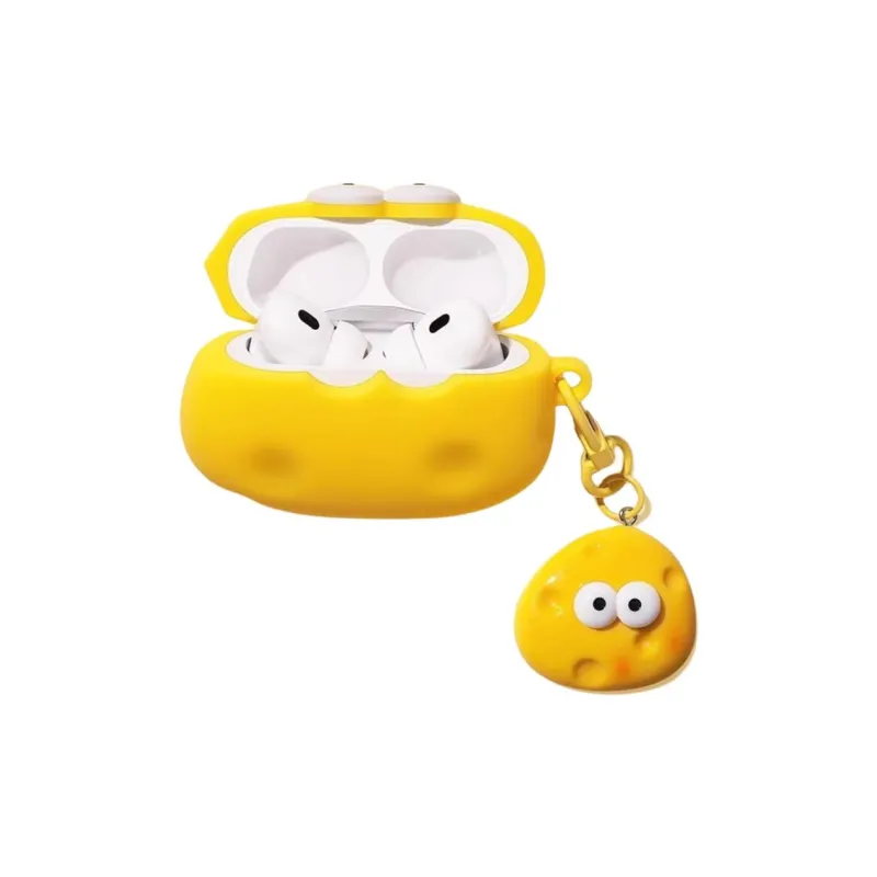 Wei Xin Compatibility With Apple AirPods 4/AirPods Pro 2/AirPods 3 Silicone Cheese Protective Cover Headphone Cases-1