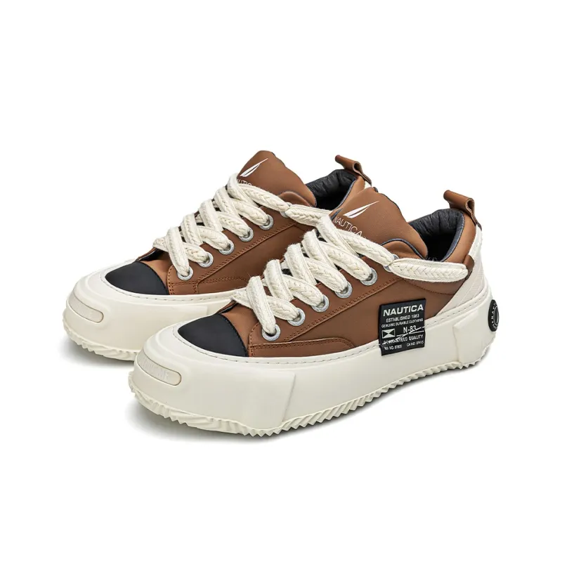 NAUTICA Anti Slip And Wear Resistant Height Increasing Low Top Skateboard Shoes Men's Brown-3