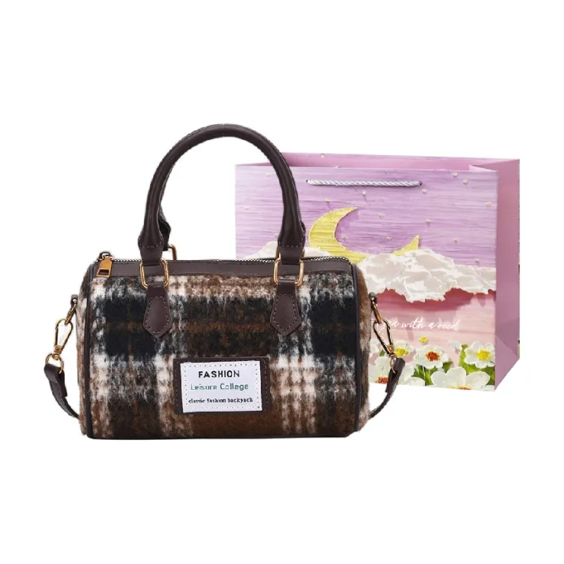 Bansusu Pu Handbag Shoulder Bag Crossbody Bag Women's Brown Plaid Black Plaid Coffee Plaid Blue Plaid-4